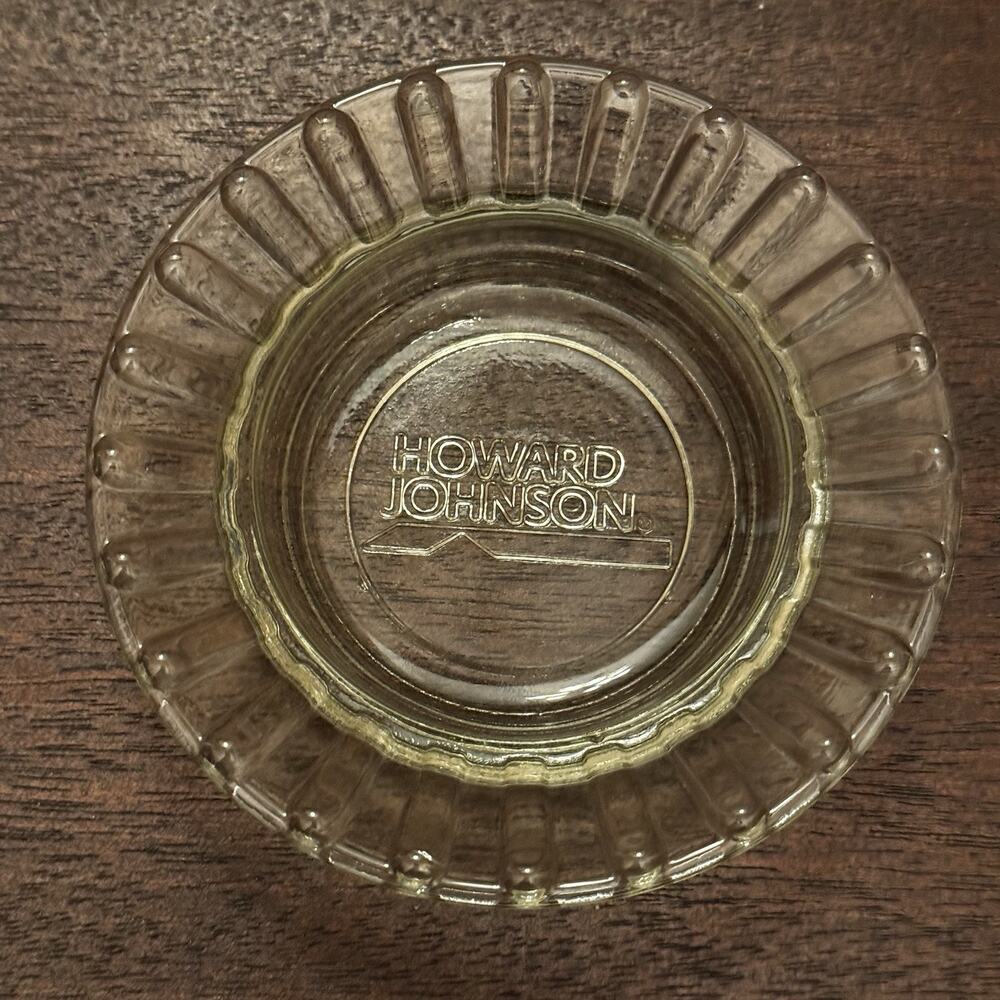 Vintage‎ Howard Johnson Ashtray Clear Glass Trinket Dish Motel Diner MCM HOJO